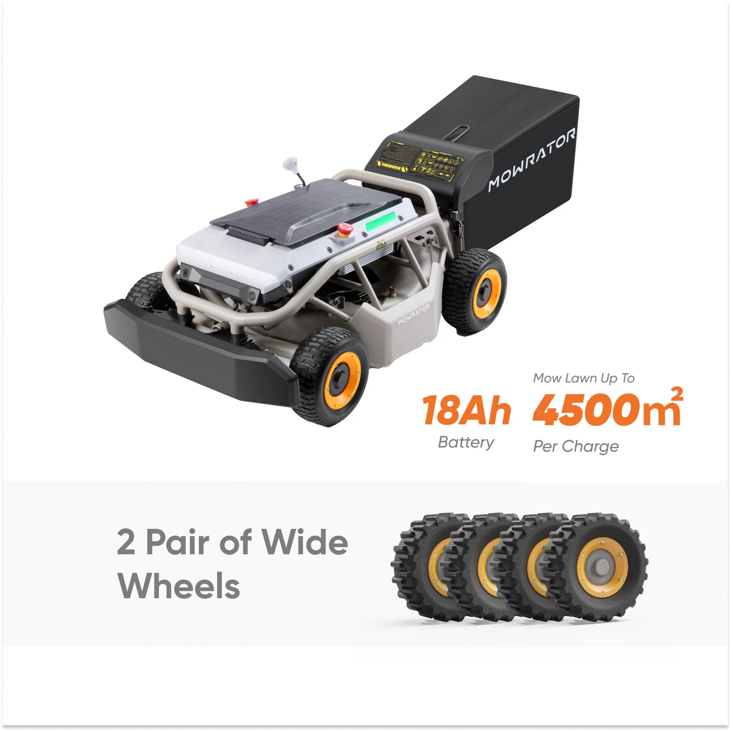 mowrator s1 remote control lawn mower 4wd 85% steep slope bundle (with wide wheels)