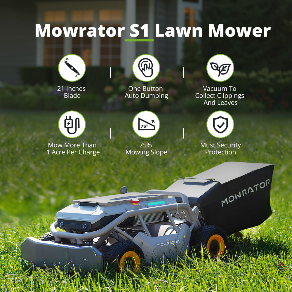 multi-function bundle: mowrator s1 4wd 18ah lawn mower+auto dumping bag+vacuum kit+self-sharpening mowing blade