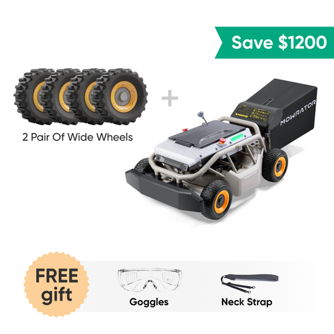 Steep Slope Bundle: Mowrator S1 4WD 18Ah Lawn Mower+2 Pair of Wide Wheels