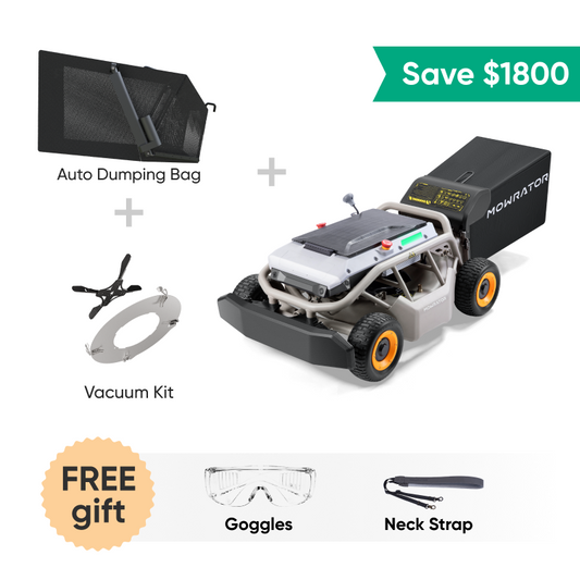 Mow-Vac Bundle: Mowrator S1 4WD 18Ah Lawn Mower+Auto Dumping Bag+Vacuum Kit