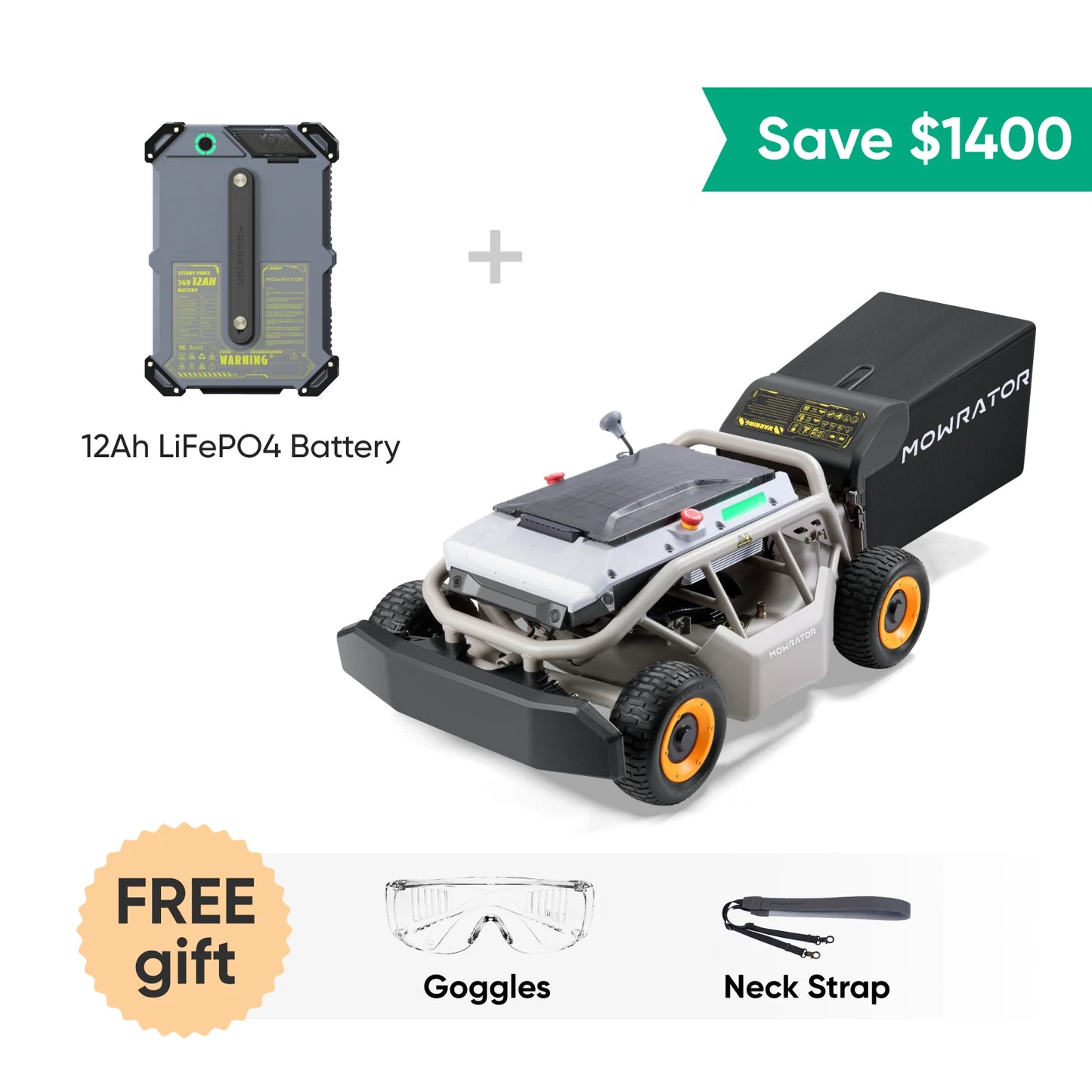 landscaping essentials bundle: mowrator s1 4wd 18ah lawn mower+extra 12ah battery