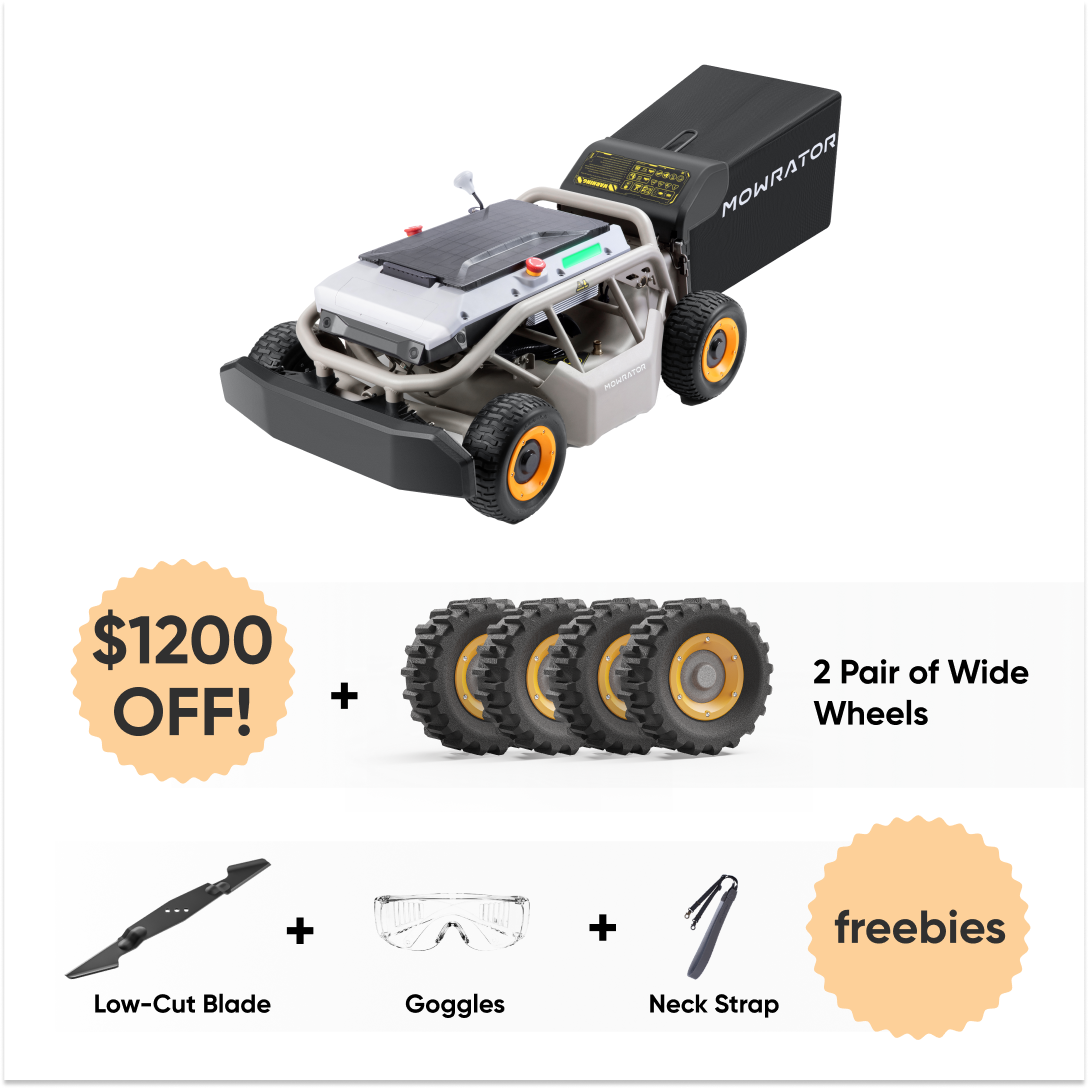 all terrains bundle: mowrator s1 4wd 18ah lawn mower+2 pair of wide wheels