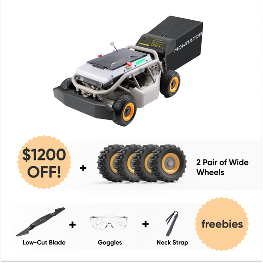 All Terrains Bundle: Mowrator S1 4WD 18Ah Lawn Mower+2 Pair of Wide Wheels