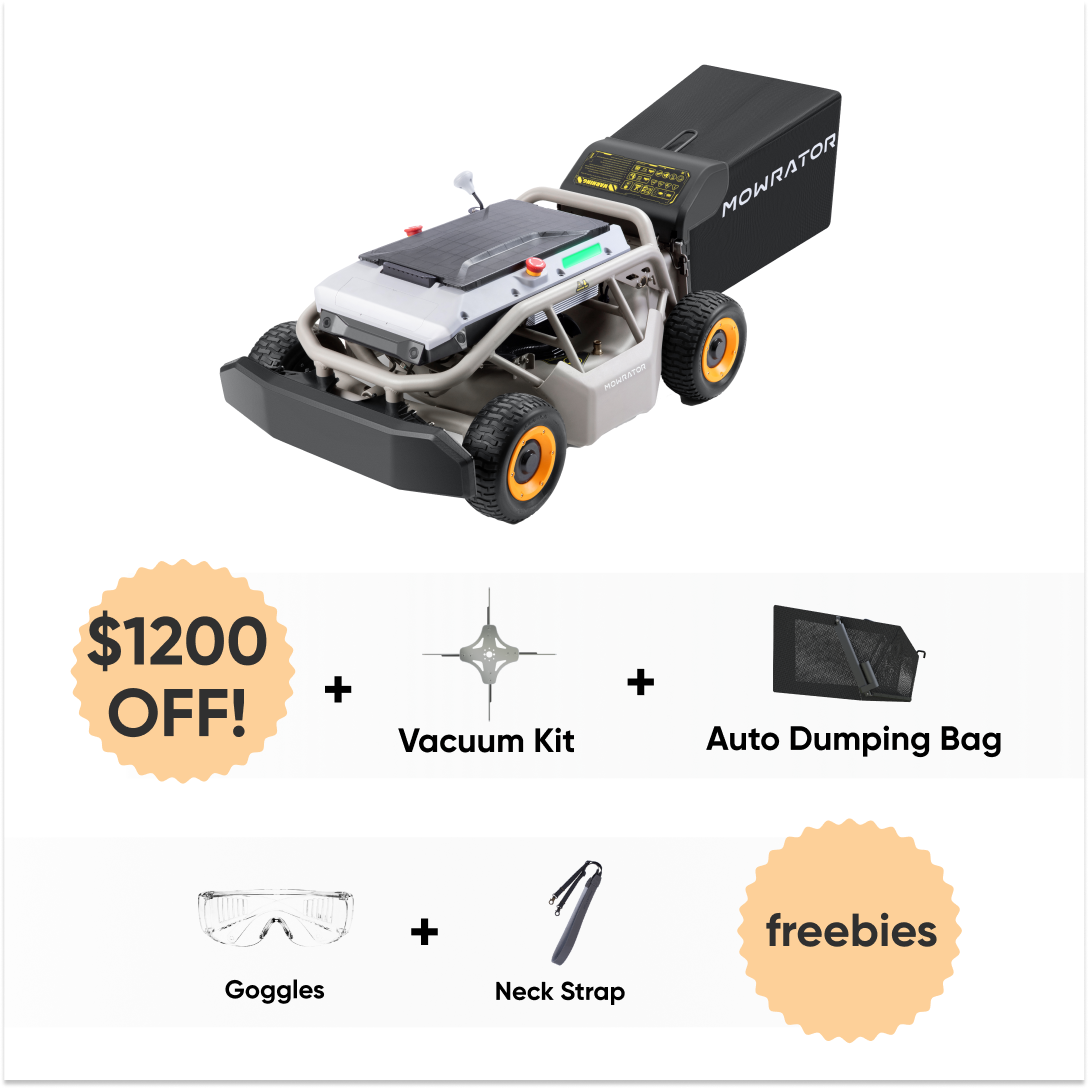 mow-vac bundle: mowrator s1 4wd 18ah lawn mower+auto dumping bag+vacuum kit