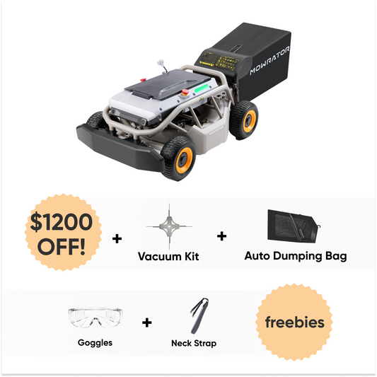 Mow-Vac Bundle: Mowrator S1 4WD 18Ah Lawn Mower+Auto Dumping Bag+Vacuum Kit