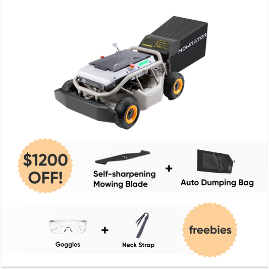 Hassle-Free Mowing Bundle: Mowrator S1 4WD 18Ah Lawn Mower+Auto Dumping Bag+Self-sharpening Mowing Blade