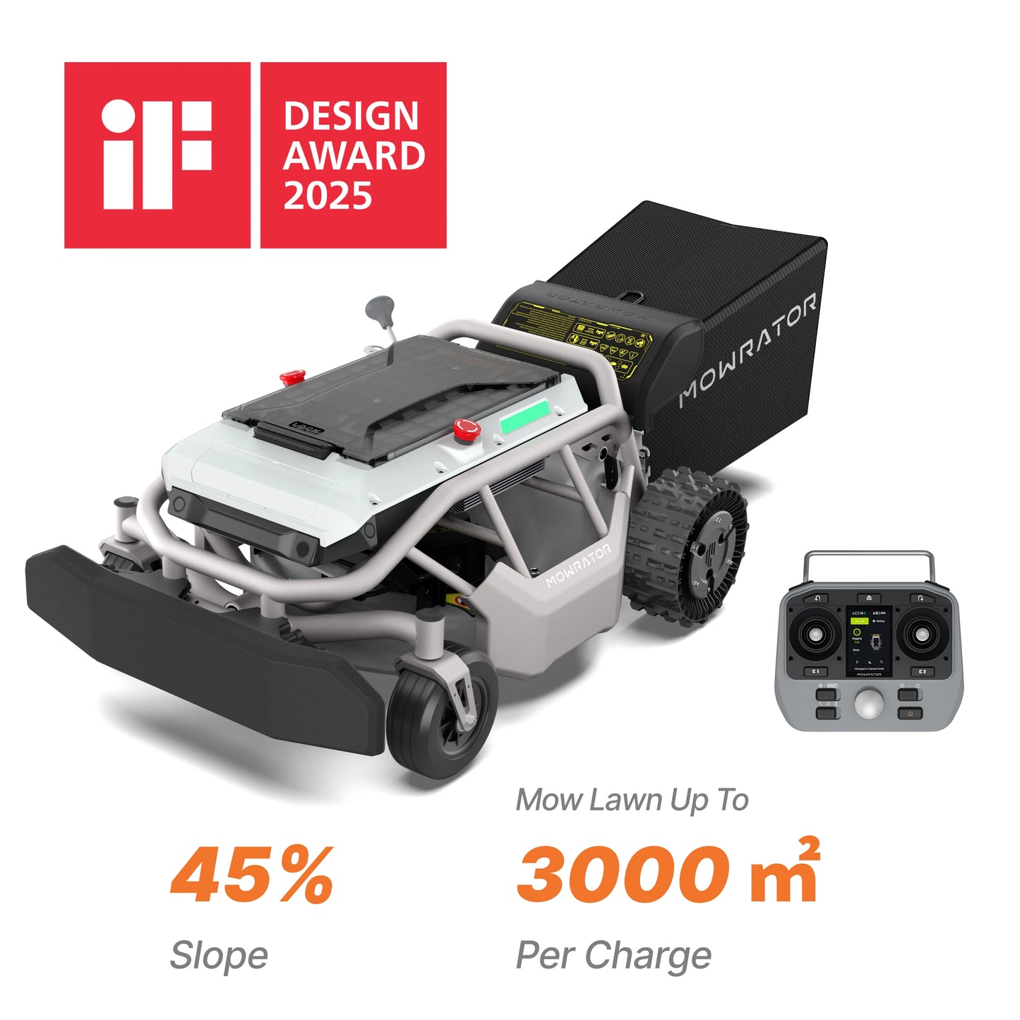 mowrator s1 2wd 45% slope remote control lawn mower with leaf shredding vacuum