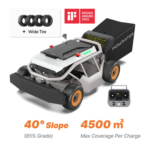 Mowrator S1 53 cm Leaf & Lawn 4WD 40° Slope (85%) Remote Control Mower Wide Tire Bundle