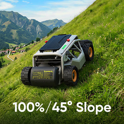Mowrator S1 4WD 100% Slope Remote Control Lawn Mower with Leaf Shredding Vacuum (Deformable Tires Bundle)
