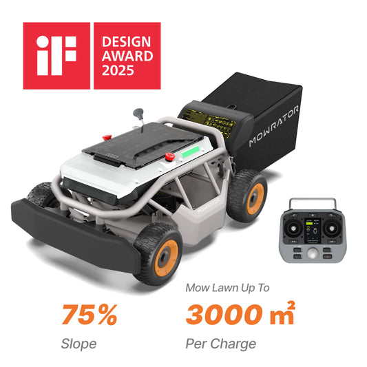 Mowrator S1 4WD 75% Slope Remote Control Lawn Mower with Leaf Shredding Vacuum