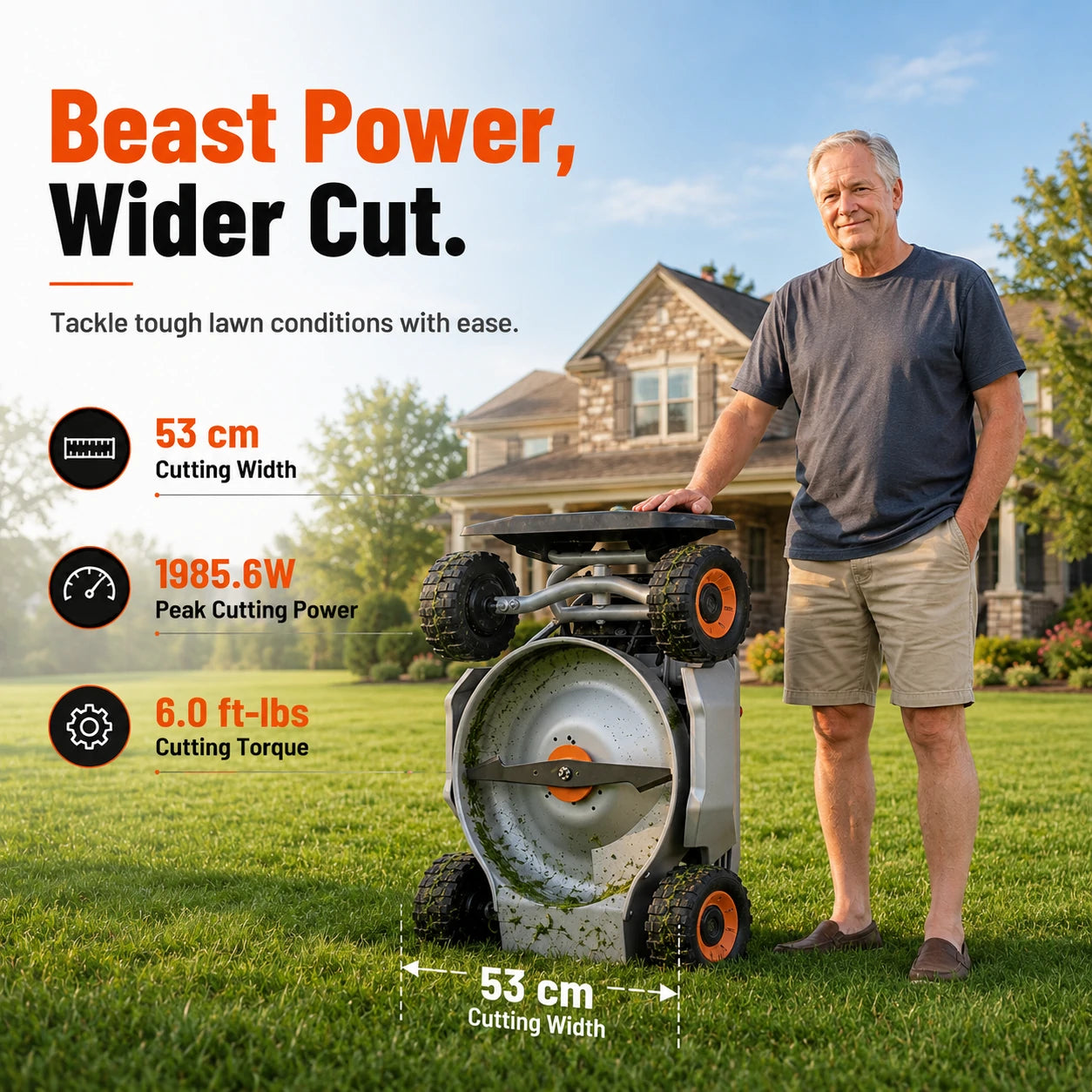 mowrator s1 53 cm leaf & lawn 4wd 85% slope (40°) remote control mower wide wheel edition