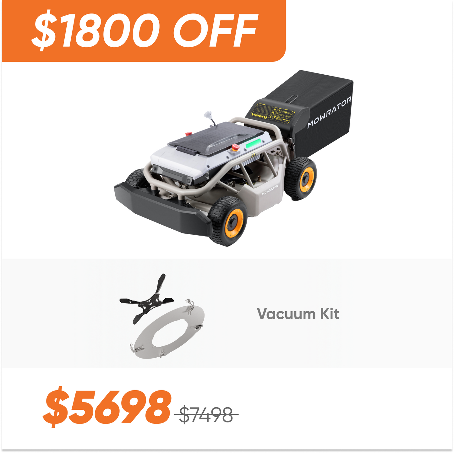 mow-vac bundle: mowrator s1 4wd 18ah lawn mower+vacuum kit
