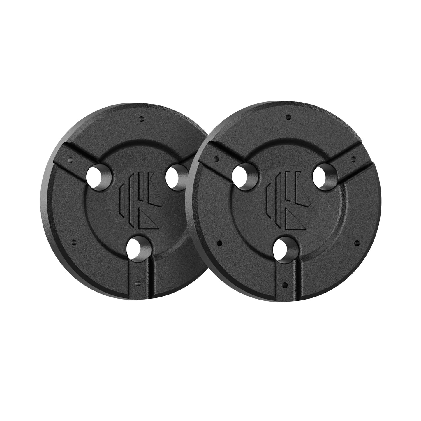 pair of metal hubcaps