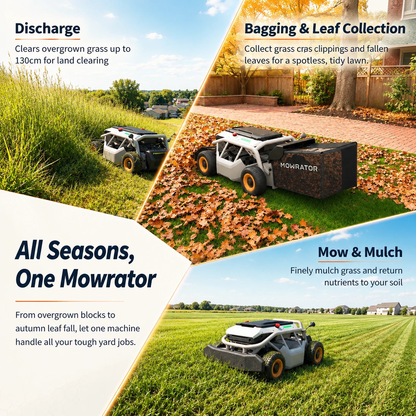mowrator s1 53 cm leaf & lawn 4wd 85% slope (40°) remote control mower wide wheel edition