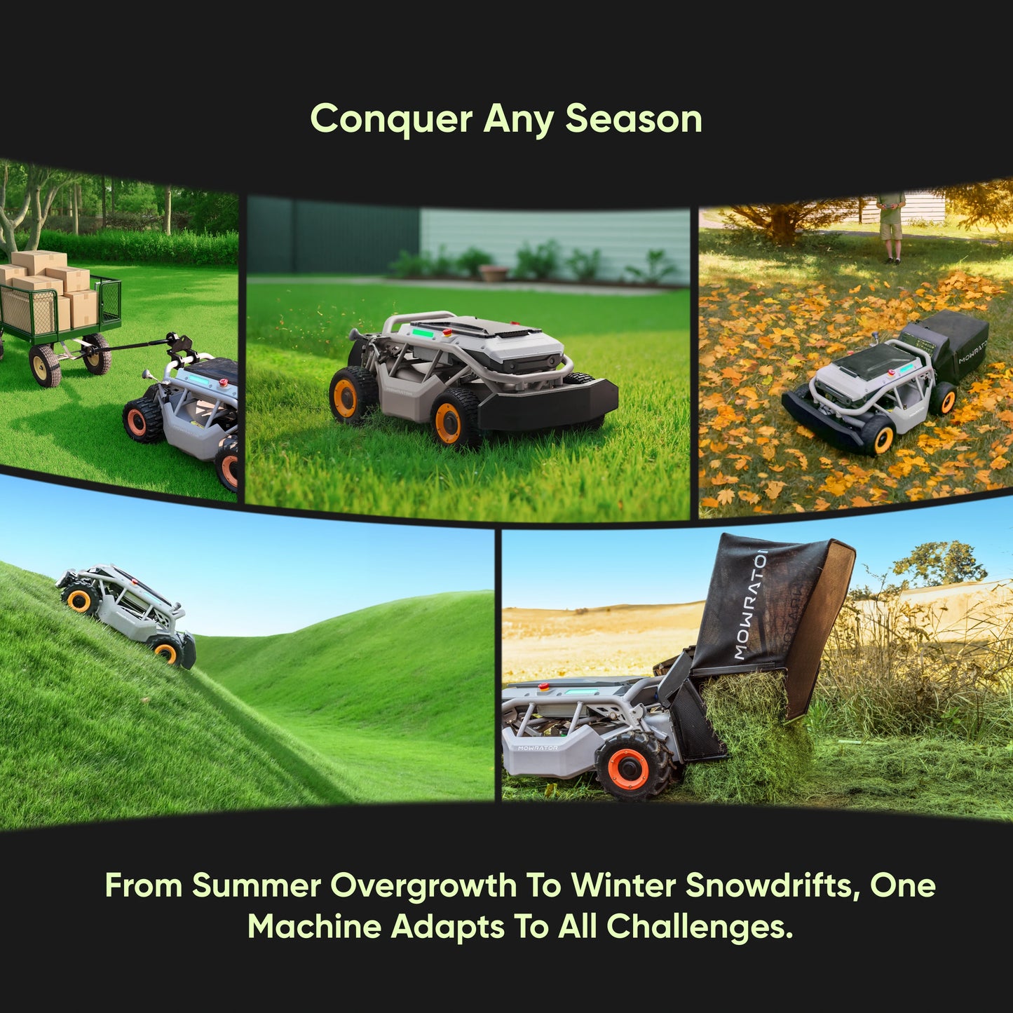all-season pro bundle: 5-in-1 package with mowrator s1 4wd 18ah lawn mower