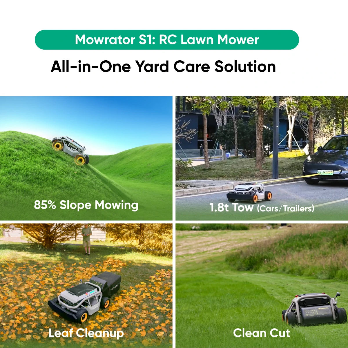 all-season bundle: 4-in-1 package with mowrator s1 4wd 18ah lawn mower