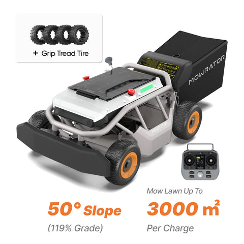 Mowrator S1 53 cm Leaf & Lawn 4WD 119% Slope (50°) Remote Control Mower Grip Tread Tire Edition