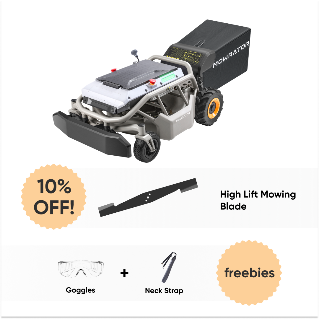 wet grass handling bundle: mowrator s1 2wd 12ah lawn mower+high lift mowing blades