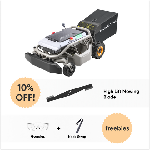 Wet Grass Handling Bundle: Mowrator S1 2WD 12Ah Lawn Mower+High Lift Mowing Blades