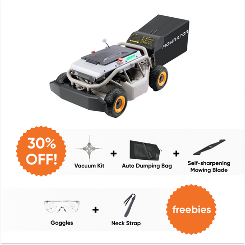 Multi-Function Bundle: Mowrator S1 4WD 18Ah Lawn Mower+Auto Dumping Bag+Vacuum Kit+Self-sharpening Mowing Blade