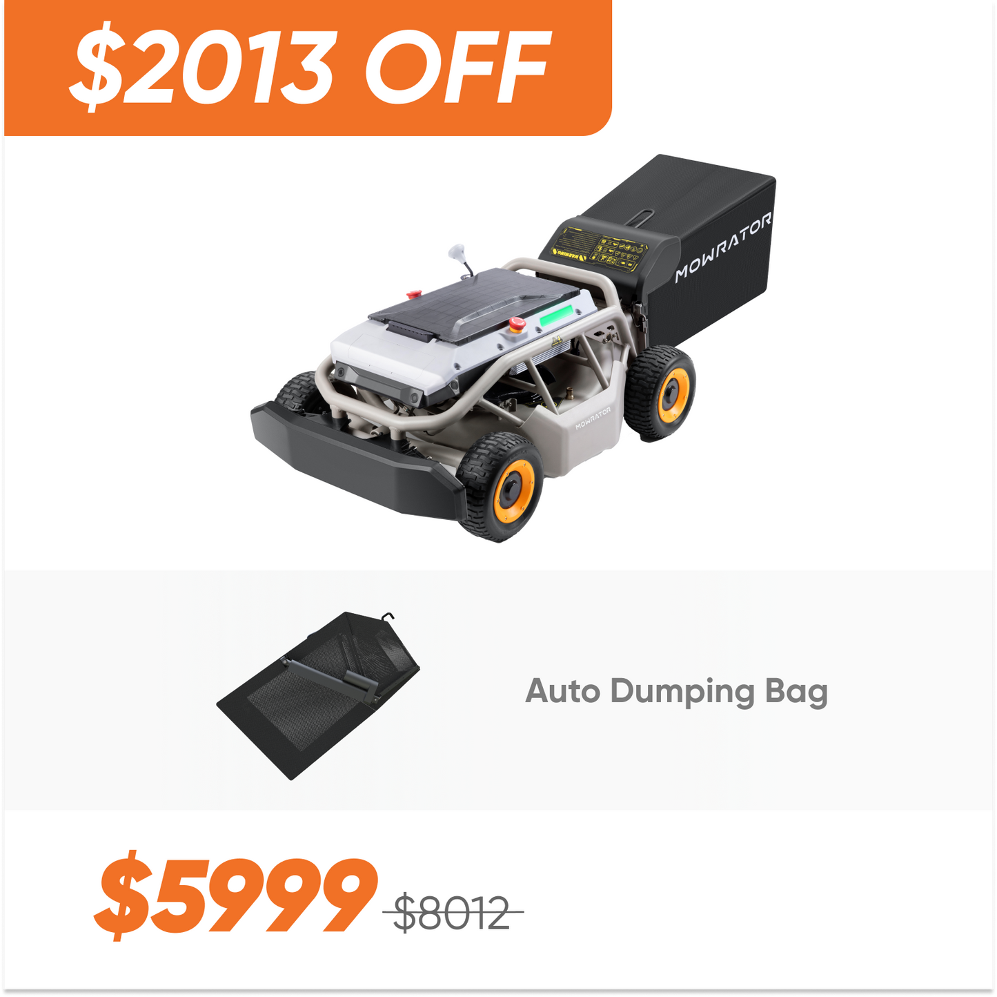 hassle-free mowing bundle: mowrator s1 4wd 18ah lawn mower+auto dumping bag