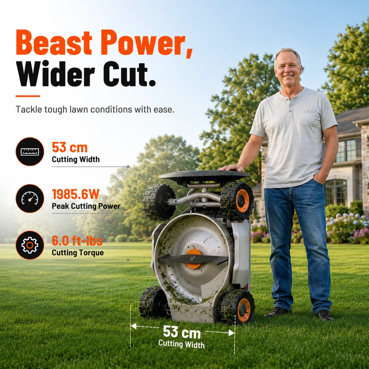 mowrator s1 53 cm leaf & lawn 4wd 119% slope (50°) remote control mower grip tread tire edition